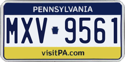 PA license plate MXV9561
