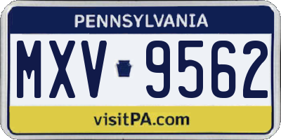 PA license plate MXV9562