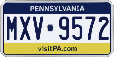 PA license plate MXV9572