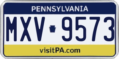 PA license plate MXV9573
