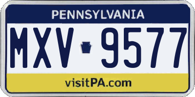 PA license plate MXV9577
