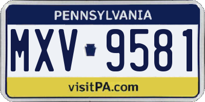 PA license plate MXV9581