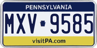 PA license plate MXV9585