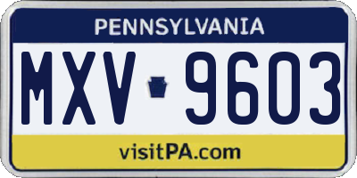 PA license plate MXV9603