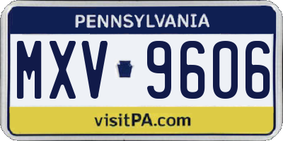 PA license plate MXV9606