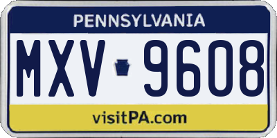 PA license plate MXV9608