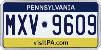 PA license plate MXV9609