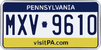 PA license plate MXV9610