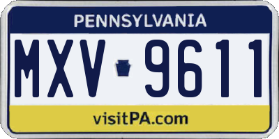 PA license plate MXV9611