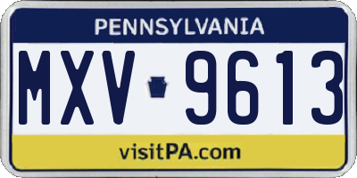 PA license plate MXV9613