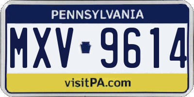 PA license plate MXV9614