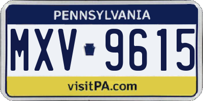 PA license plate MXV9615