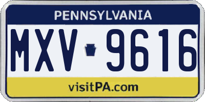 PA license plate MXV9616