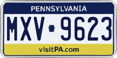 PA license plate MXV9623