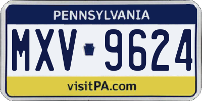 PA license plate MXV9624
