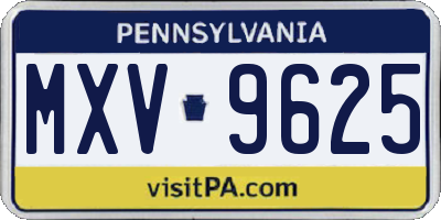PA license plate MXV9625