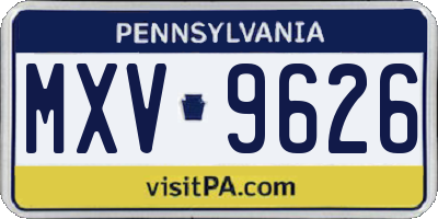 PA license plate MXV9626