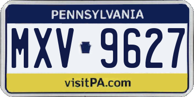 PA license plate MXV9627