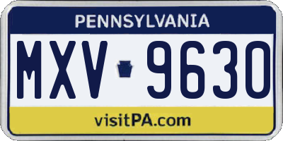 PA license plate MXV9630