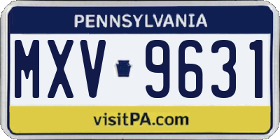 PA license plate MXV9631