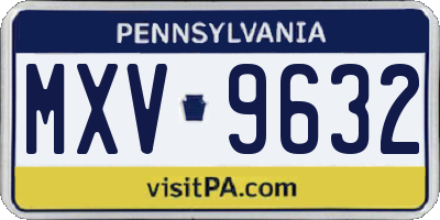 PA license plate MXV9632