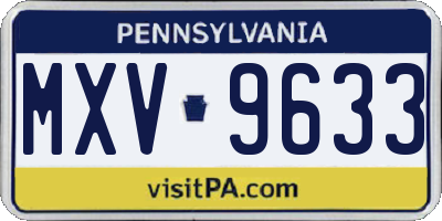PA license plate MXV9633