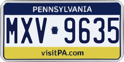 PA license plate MXV9635