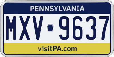 PA license plate MXV9637