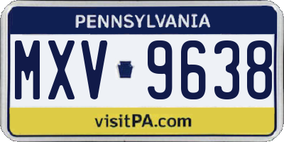 PA license plate MXV9638