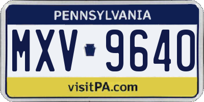 PA license plate MXV9640
