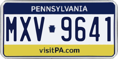 PA license plate MXV9641