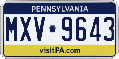 PA license plate MXV9643
