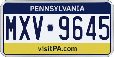 PA license plate MXV9645