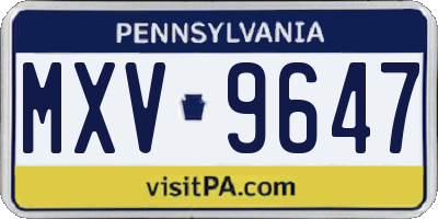 PA license plate MXV9647