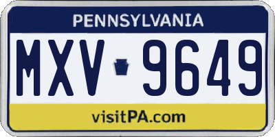PA license plate MXV9649