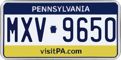 PA license plate MXV9650