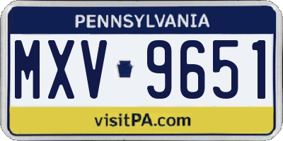 PA license plate MXV9651