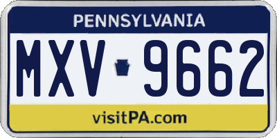 PA license plate MXV9662