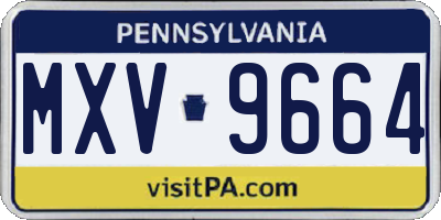 PA license plate MXV9664