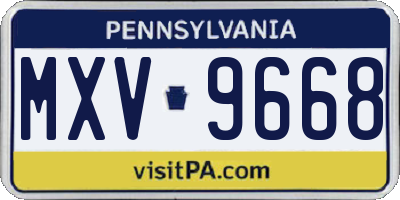 PA license plate MXV9668