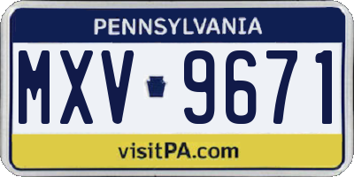 PA license plate MXV9671