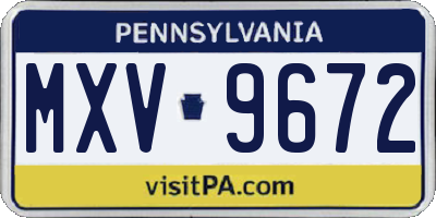 PA license plate MXV9672