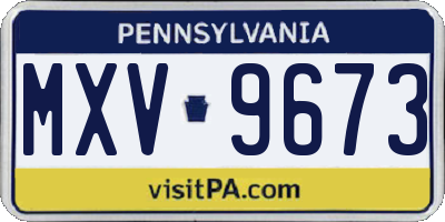 PA license plate MXV9673