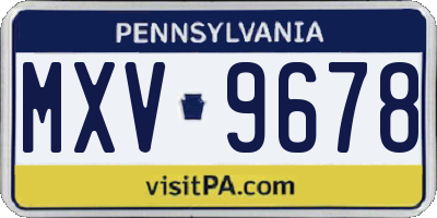 PA license plate MXV9678