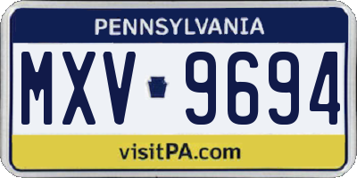 PA license plate MXV9694