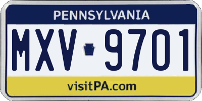 PA license plate MXV9701