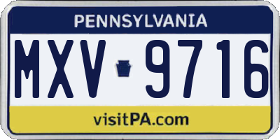 PA license plate MXV9716