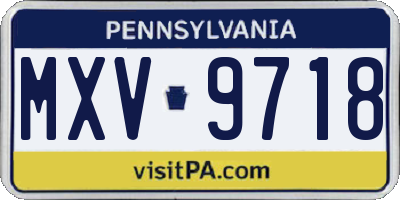 PA license plate MXV9718