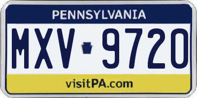 PA license plate MXV9720