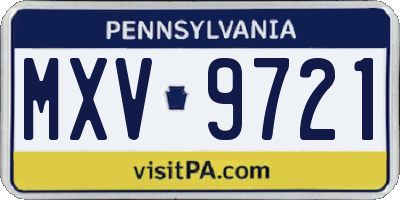 PA license plate MXV9721